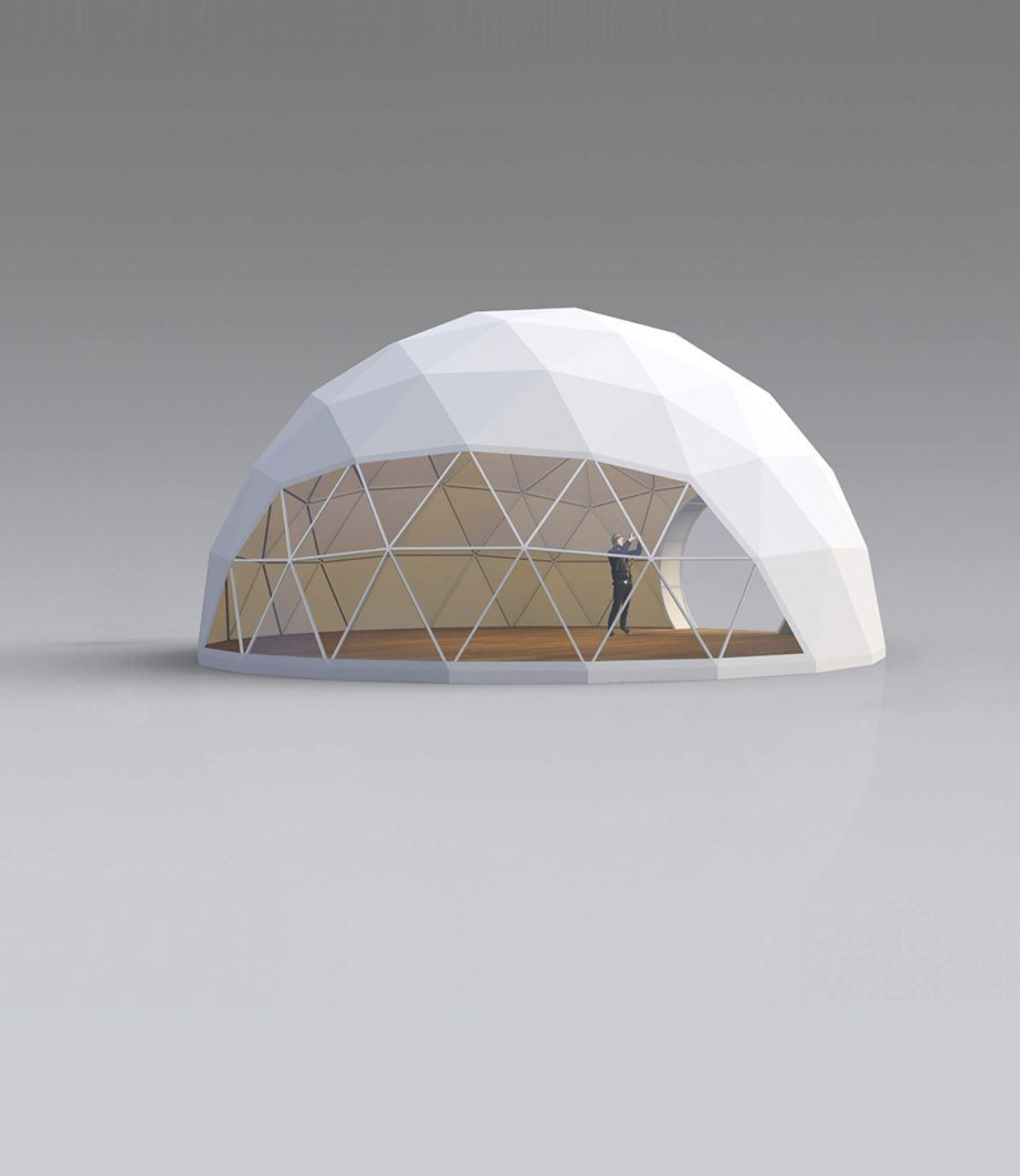 Render studyjny kopuły 7 m z otwartym frontem